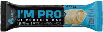 Протеїнові батончики Olimp I'M PRO Protein Bar Yummy Cookie 40 г х 15 шт (5901330094422)