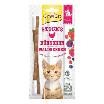 Ласощі для кішок GimCat Superfood Duo-Sticks з куркою та ягодами 3 шт