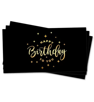 Конверт для грошей "Happy Birthday", колір - чорний із золотом