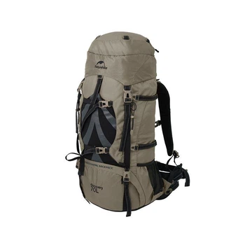 Туристичний рюкзак від Naturehike NH70B070-B, об'єм 70 л + 5 л, світло-коричневого кольору.