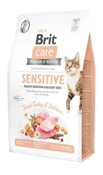 Сухой беззерновой корм для привередливых кошек Brit Care Cat Grain Free Sensitive HDigestion Delicate с индейкой и лососем 7 кг (171281/0693)