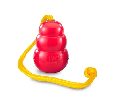 Игрушка KONG Classic для собак средних и крупных пород, груша-кормушка с веревкой, XL, 13 см