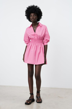 Сукня жіноча міні Zara Short Pink Poplin Dress S Рожевий (3211\164\636)