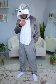 Піжама Кігурумі My Kigu Чоловіча Сумний Хаскі Сірий розмір S 144-155 см (21090411)