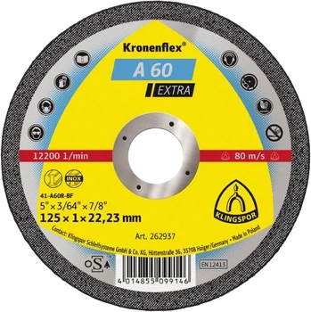 Круг отрезной по металлу Klingspor Kronenflex A 60 Extra 125x1x22,23 мм (262937)