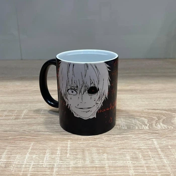 Подарочная чашка хамелеон с принтом Гуль Канеки Кен (Tokyo Ghoul) 330 мл. Черный