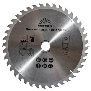 Диск пильний Vitals по дереву 300x30/25.4, ATB 40 168144