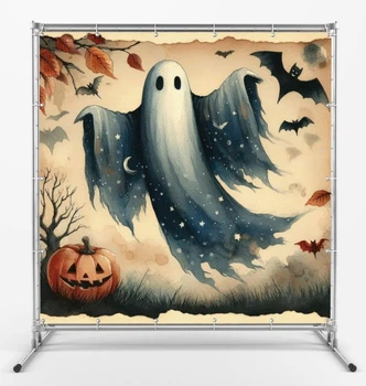 Баннер на Хэллоуин / Halloween "Призрак" размер 2х2м. С люверсами.