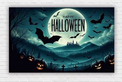 Паперовий плакат на Хелловін / Halloween "Круглий місяць" 120х75см