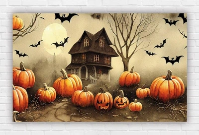 Паперовий плакат на Хелловін / Halloween "Будинок з привидами" 120х75см