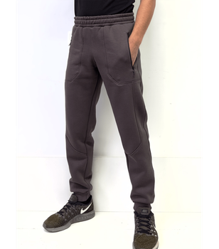 Теплі спортивні штани з карманами на блискавках - HECTOR - 30679 - XL - Коричневий