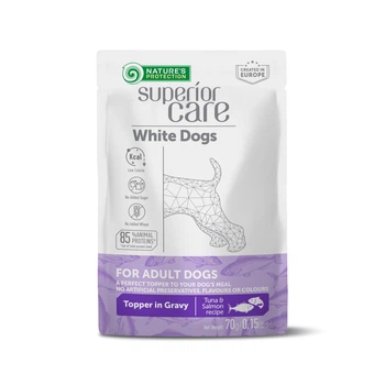 NATURE'S PROTECTION SUPERIOR CARE White Dogs Adult All Breeds with Tuna and Salmon, вологий корм з тунцем та лососем для дорослих собак усіх порід з білою шерстю, 70 г у пакетику
