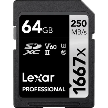 Карта памяти Lexar 64GB Professional Silver 1667x V60 Class 10 UHS-II SDXC (LSD64GCRBCN1667)