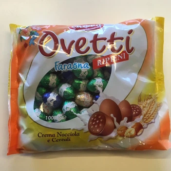 Шоколадні яєчні crispo ovetti з горіховим праліне, 1 кг.