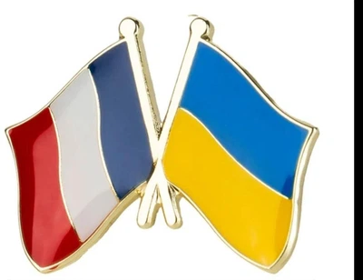 Двойной значок-пин с флагами Украины и Франции (00004)