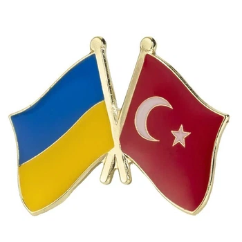 Подвійний значок-пін з прапорами України та Туреччини (00008)