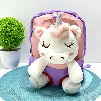 Рюкзак с мягкой игрушкой Единорог 1 отделение 20см Фиолетовый (FG24032735B)