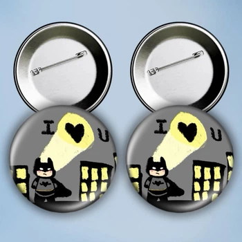 Значки на булавке набор 2 шт Batman I love you металлические на шпильке 56 мм