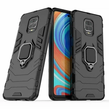 Чехол Iron Ring для Xiaomi Redmi Note 9 Pro бампер противоударный с подставкой кольцом Black