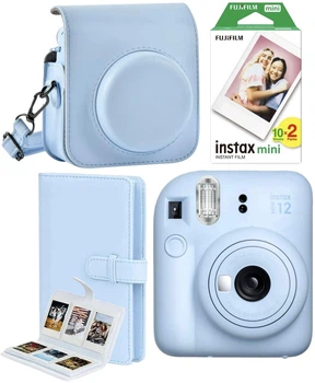 Набор Fujifilm INSTAX Mini 12 Pastel Blue голубая фотокамера мгновенной печати / картриджи 20 фото / чехол / альбом 108 фото / подарочная упаковка