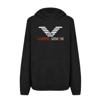 Худи с принтом ТiШОТКА Gарячi АRMЯNI С юмором про Giorgio Armani XXL Черный (1040953908)