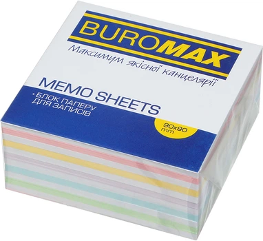 Бумага для заметок склеенная Buromax Люкс Зебра 90x90 мм 440 листов Цветная (BM.2262)