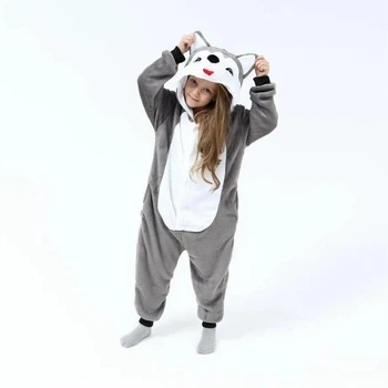 Піжама кігурумі Kigurumi для дівчинки Хаскі з язиком Сірий на зріст 110-120 см (202841)