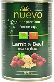 Упаковка консерв для собак Nuevo Adult з ягням, яловичиною і вівсянкою 400 г x 6 шт (4250231595608)