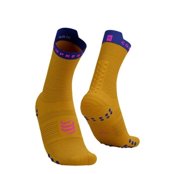 Беговые бесшовные высокие носки Compressport Pro Racing Socks V4.0 Run High, Saffron/Dazz Blue, T1 (35-38)