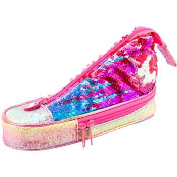 Пенал Cool For School в форме кеда с пайетками 2 отделения Розовый (5987-pink)