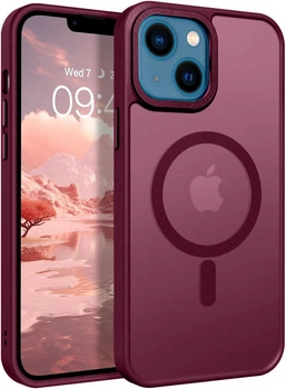 Противоударный чехол Space MagSafe iPhone 15 (матовый) Wine (37928-42)