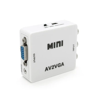 Аудіо-відео конвертер Mini AV to VGA адаптер 3RCA тюльпан композитний вхід на VGA відеовихід з підтримкою HD-роздільна здатність 720P/1080P білий