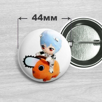 Значок Аянамі Рей на Почіті / Євангеліон / Evangelion 44мм №2