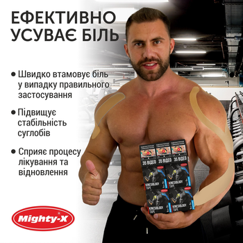 Кінезіо тейп спортивний Mighty-X 5 см х 5 м Кінезіотейп - The Best USA Kinesiology Tape Чорний