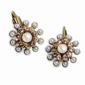 Серьги-клипсы "Жемчужная симфония" от Michal Negrin с кристаллами и жемчугом Swarovski