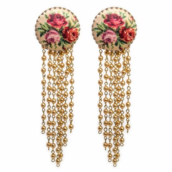 Серьги-клипсы "Золотой каскад" от Michal Negrin с жемчужинами Swarovski
