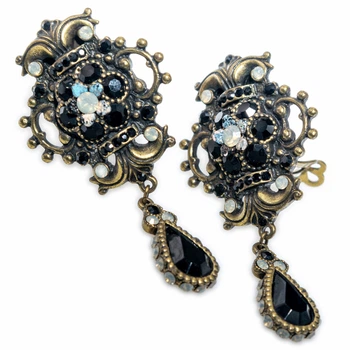 Серьги-клипсы "Ночная тайна" от Michal Negrin с кристаллами Swarovski