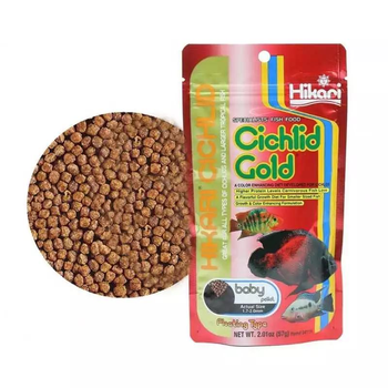 Корм Hikari Cichlid Gold (SS) 1,7-2,0мм (гранулы) для улучшения цвета малька цихлид 4-15см