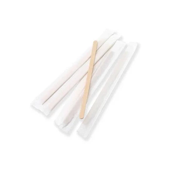 Розмішувачі для напоїв дерев'яні 14 cм в індивідуальній упаковці (500 шт. в ПОФ-плівці)