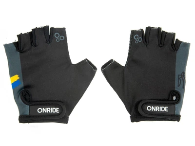 Велорукавички без пальців дитячі Onride Gem UA Тризуб (сірий/чорний, 5-6)