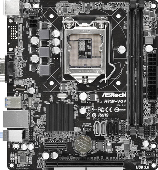Материнская плата ASRock H81M-VG4 (REV: 2.02) Intel H81, mATX, s1150 БУ