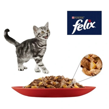 Mokra karma dla kociąt Purina Felix Fantastic Junior mix smaków w galaretce 12 szt x 85 g (7613039776810)