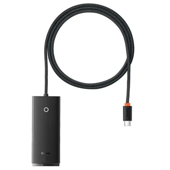 USB-хаб 4in1 Baseus Lite Series 4-port Type-C to 4xUSB-A 3.0 1.0м BS-OH016 чорний (WKQX030401)