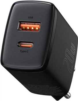 Сетевое зарядное утройство Baseus Compact Quick Charger U+C 20W EU Black (CCXJ-B01)