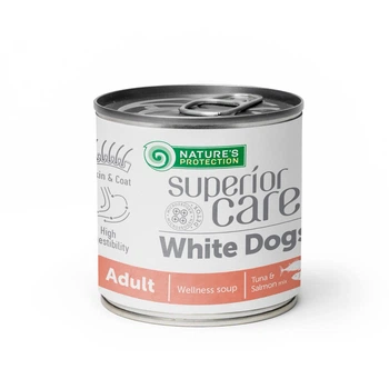 Суп для собак с белым окрасом шерсти Nature's Protection Superior Care White Dogs All Breeds Adult Salmon and Tuna с лососем и тунцом, 140мл