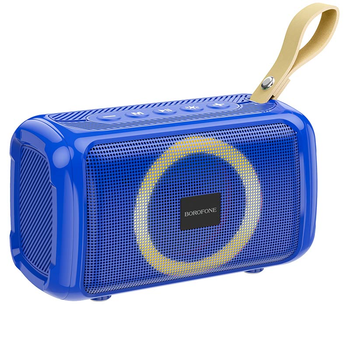 Bluetooth-колонка Borofone BR17 Синяя с подсветкой, лёгкая и переносимая.