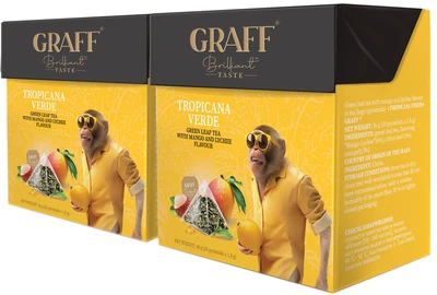 Упаковка чаю зеленого Graff Tropicana Verde 20 пірамідок по 1.8 г х 2 шт (4820279611112)