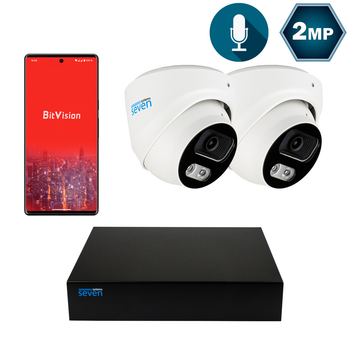 Комплект видеонаблюдения на 2 купольные 2 Мп IP-камеры SEVEN IP-7212W2P4-2MP
