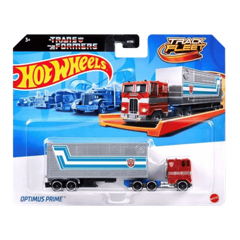 Машинка Базовая Hot Wheels Optimus Prime T7 Transformers и Транспортер Track Fleet 1:64 HXH02/JFF66 Red