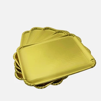 Прочный картонный поднос для кейтеринга, Кондитерский поднос золотой 37x27 см